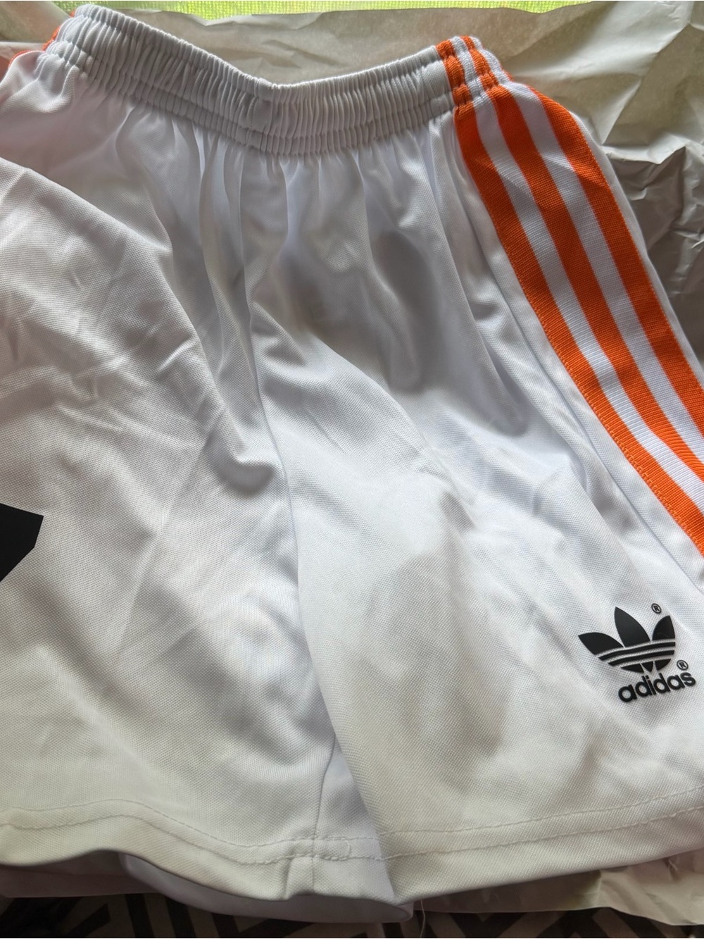 White Shorts with Orange Stripes and Orange Soccer Jersey